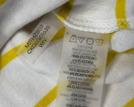 Calvin Klein Yellow and White Striped Henley Tank Top