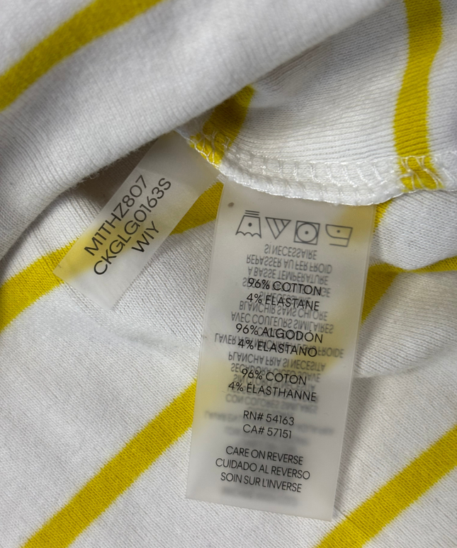 Calvin Klein Yellow and White Striped Henley Tank Top