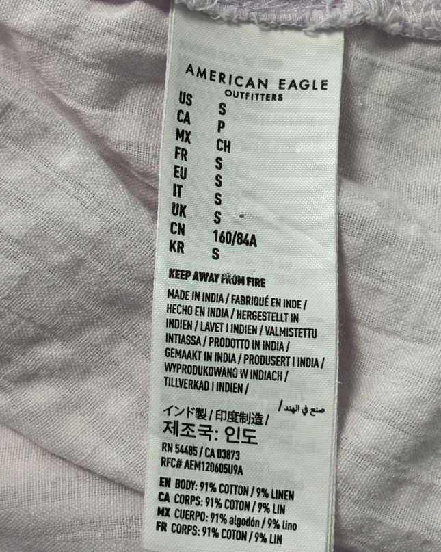 American Eagle Lavender Tie-Strap Cotton Linen Maxi Dress