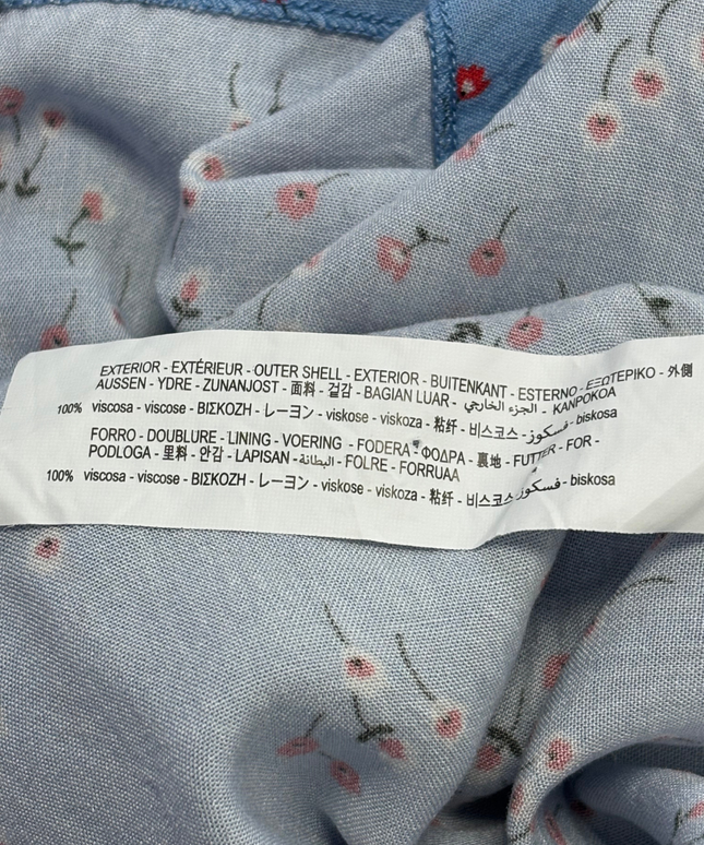 Zara Blue Floral Button-Down Smocked Midi Dress