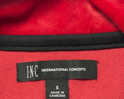 INC International Concepts Red/Black/White Velour Colorblock Track Jacket