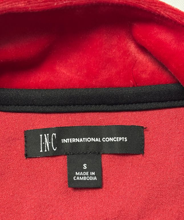 INC International Concepts Red/Black/White Velour Colorblock Track Jacket