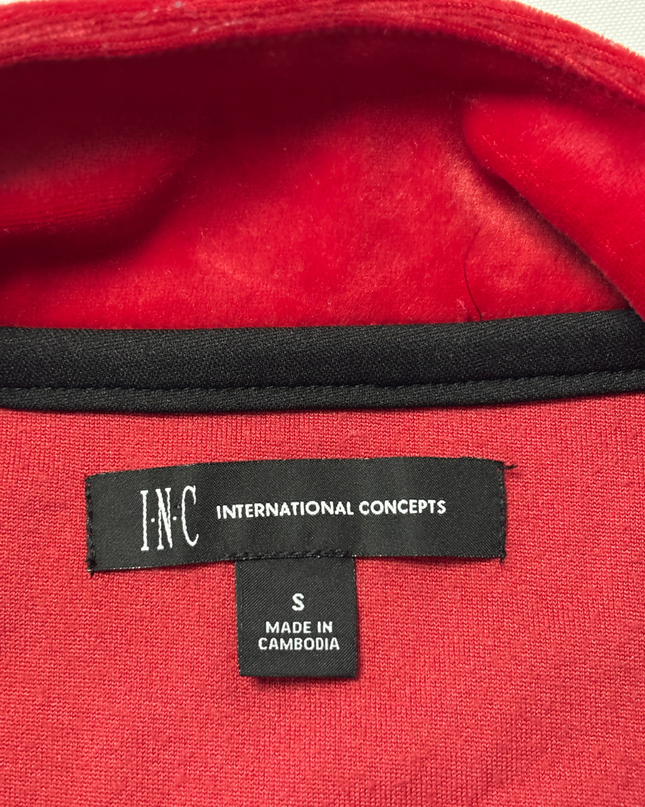 INC International Concepts Red/Black/White Velour Colorblock Track Jacket