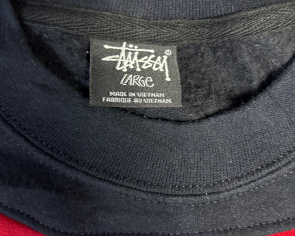 Stussy Black/Red Panelled Logo Graphic Crewneck Sweatshirt