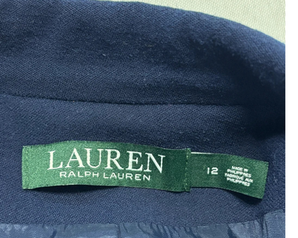 Ralph Lauren Navy Blue Crested Wool Blazer