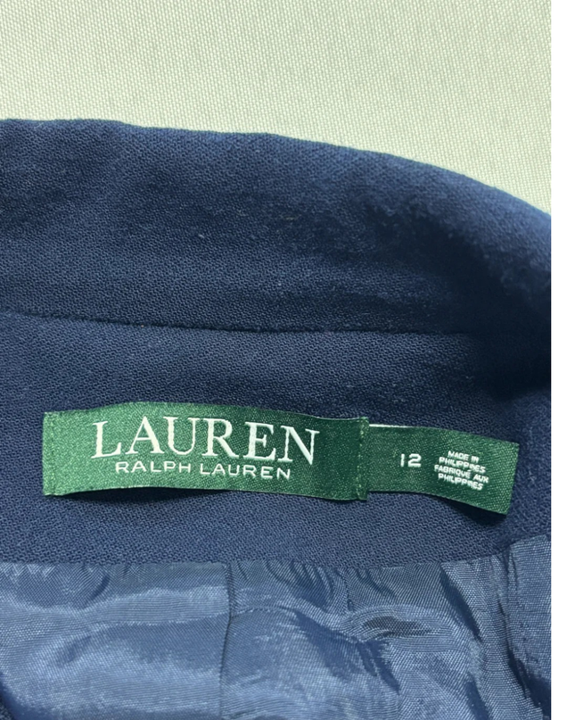 Ralph Lauren Navy Blue Crested Wool Blazer