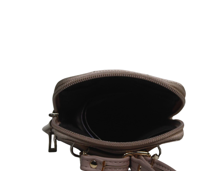 Guess Beige Quilted Monogram Mini Crossbody Bag