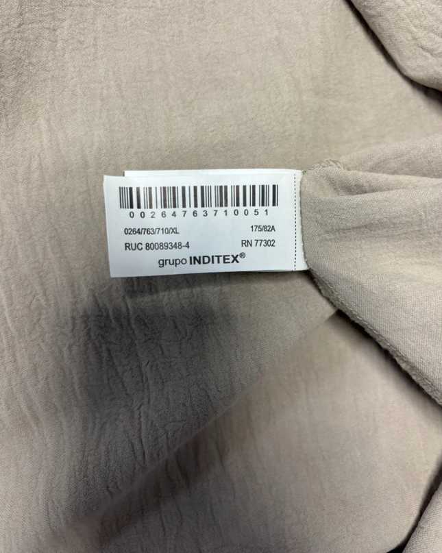 ZARA Beige Wide-Leg Elasticated Flowy Pants