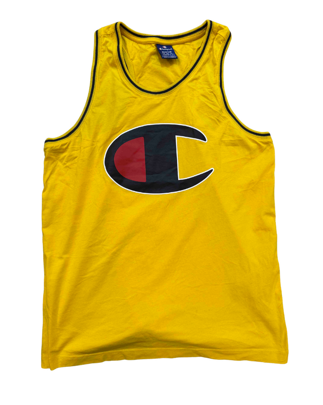 Champion Big C Logo Yellow Athletic Tank Top - S