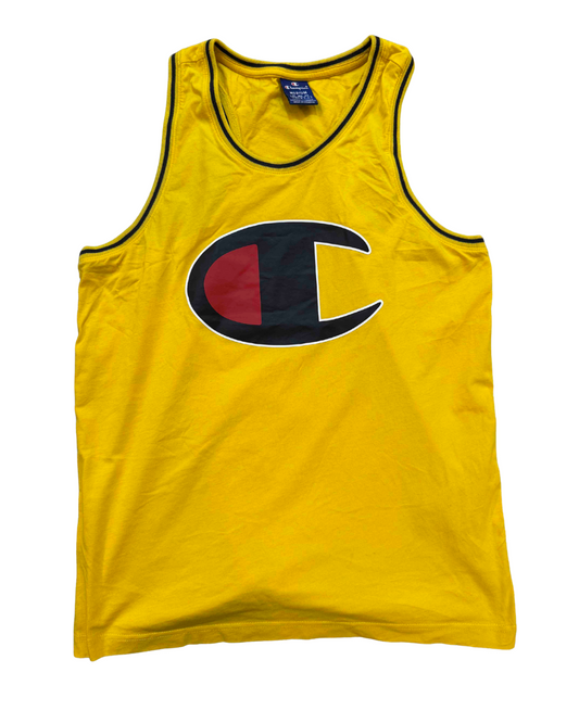 Champion Big C Logo Yellow Athletic Tank Top - S