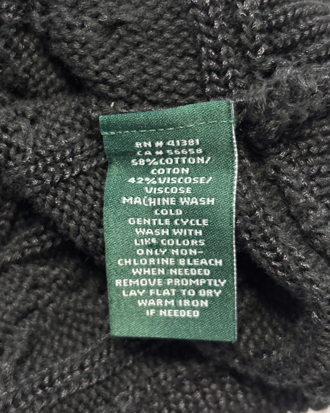 Lauren Ralph Lauren Black Cable Knit Cap Sleeve Sweater