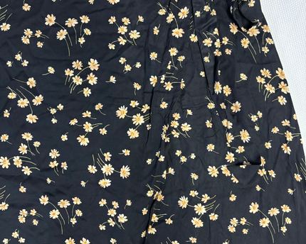 American Eagle Black Floral Wrap Midi Skirt