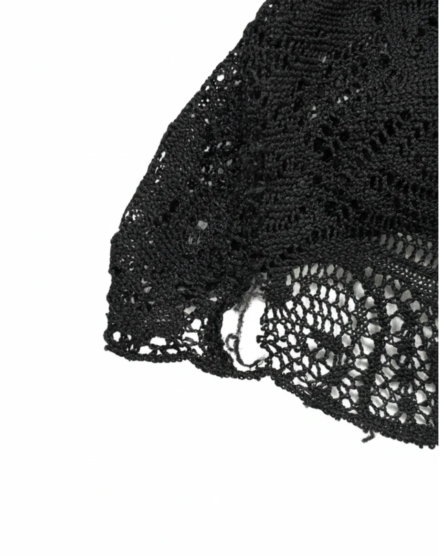 Vivace Black Sheer Lace Tie-Front Cropped Shrug