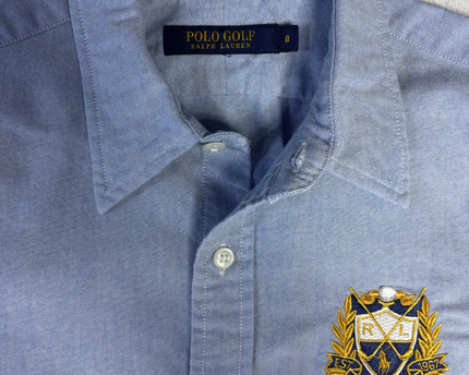 Ralph Lauren Blue Polo Golf Embroidered Crest Oxford Shirt