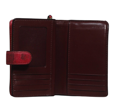 Coach Red Floral Print Medium Compact Wallet