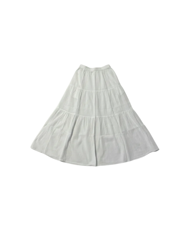 UNIQLO White Tiered Cotton Maxi Skirt