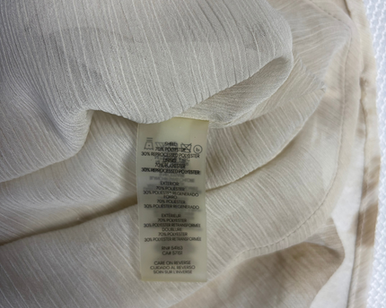 Calvin Klein Beige Abstract Print Ruffle Sleeve Blouse