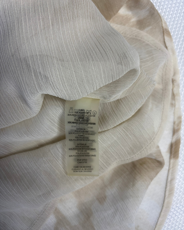 Calvin Klein Beige Abstract Print Ruffle Sleeve Blouse
