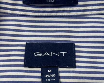 GANT Blue/White Striped Broadcloth Banker Slim Shirt