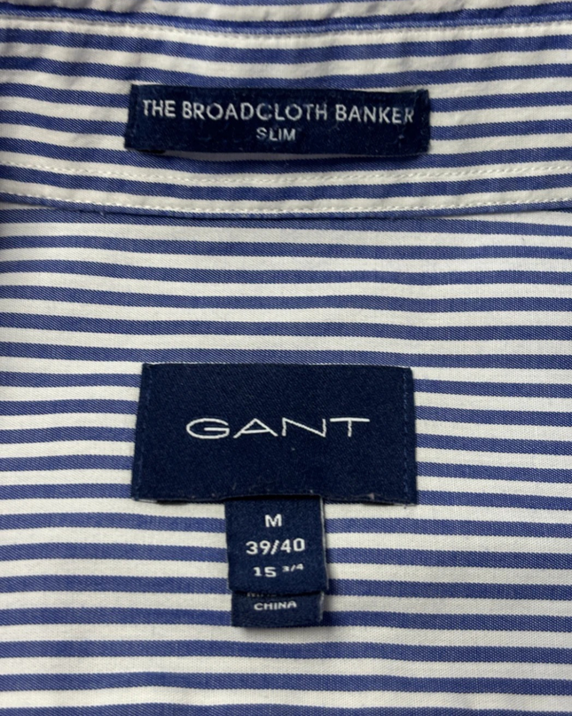 GANT Blue/White Striped Broadcloth Banker Slim Shirt