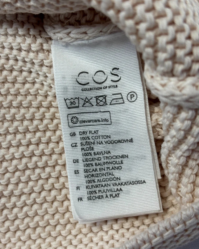 COS Beige 100% Cotton Textured Knit Sweater