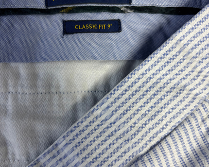 Polo Ralph Lauren Blue and White Striped Classic Fit 9" Shorts