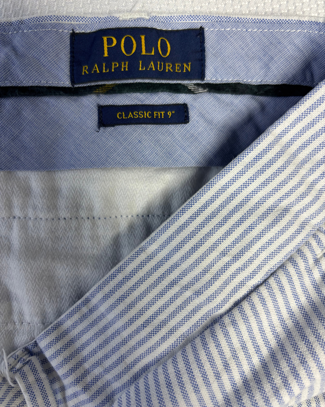 Polo Ralph Lauren Blue and White Striped Classic Fit 9" Shorts