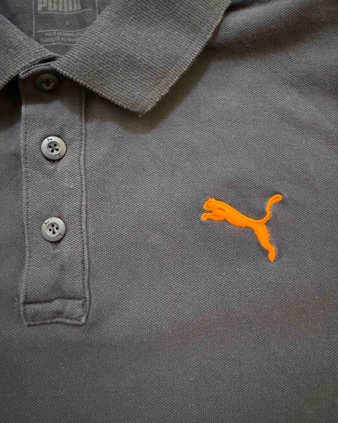 Puma DryCELL Orange Logo Navy Polo Shirt - S