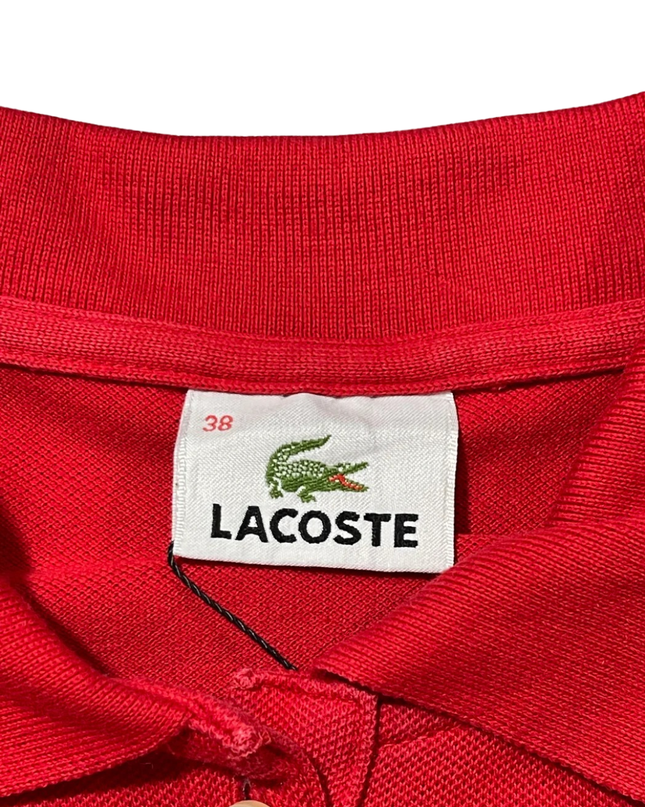 Lacoste Red Long-Sleeve Cotton Polo Shirt
