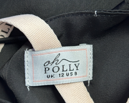 Oh Polly Black Satin Bustier Mini Dress with Beaded Mesh Shrug