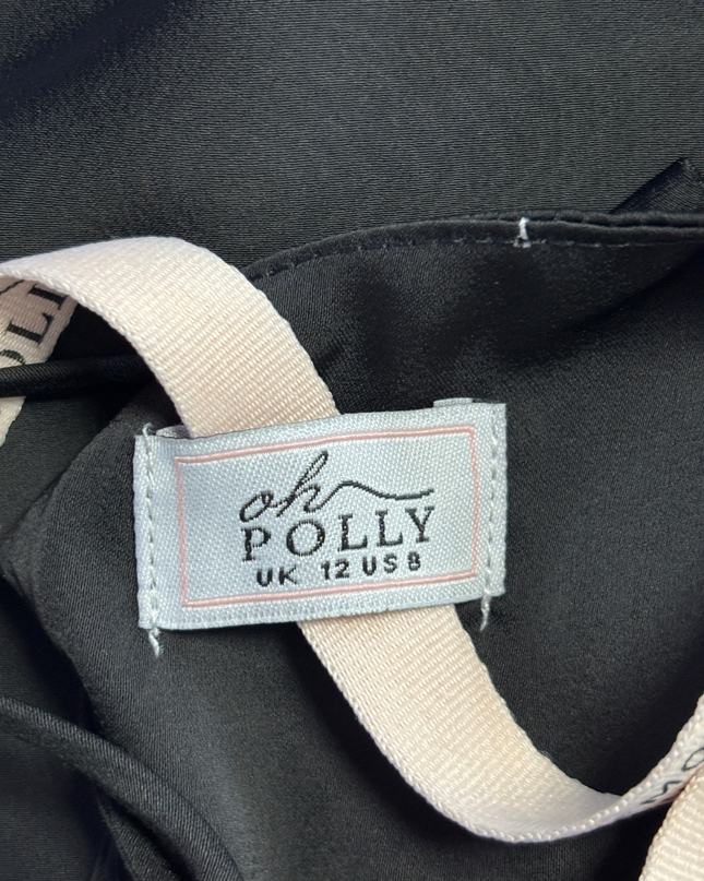 Oh Polly Black Satin Bustier Mini Dress with Beaded Mesh Shrug