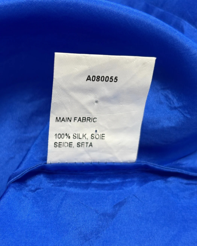 Aquascutum Blue 100% Silk Puff Sleeve Blouse