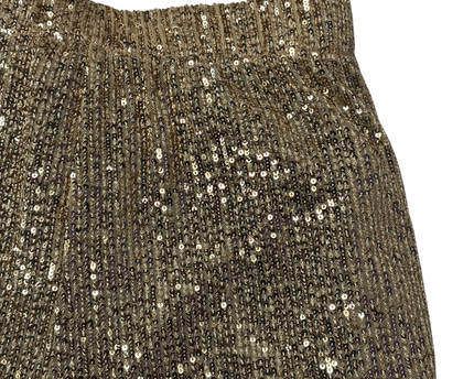 C-THROU Gold Sequin Side Stripe Wide Leg Pants