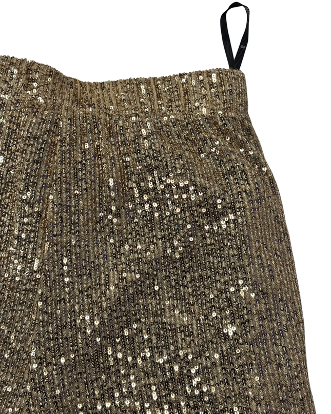 C-THROU Gold Sequin Side Stripe Wide Leg Pants