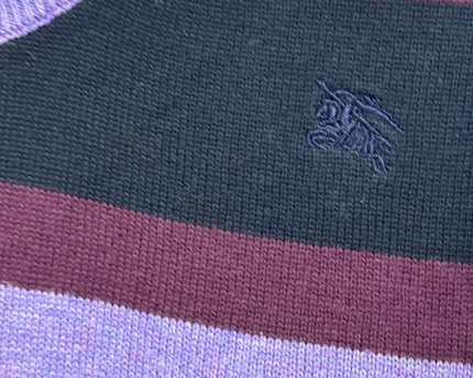 Burberry Purple Striped Scoop Neck Knit Sweater