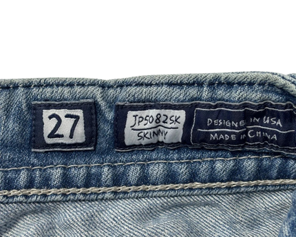Miss Me Blue Distressed Wing Pocket Skinny Jeans