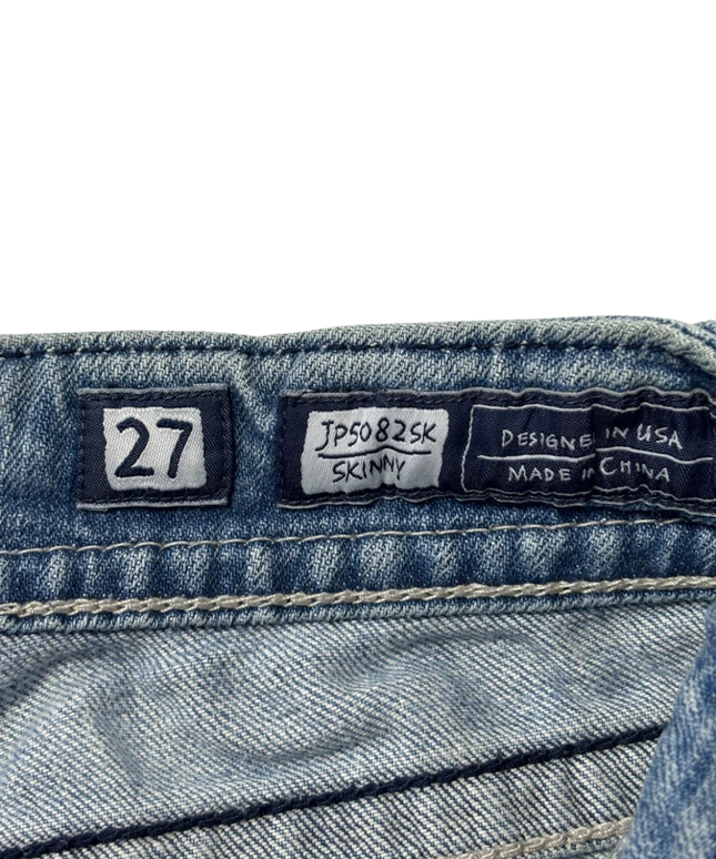 Miss Me Blue Distressed Wing Pocket Skinny Jeans