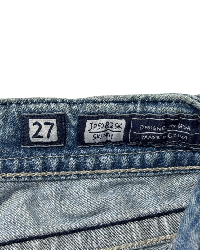 Miss Me Blue Distressed Wing Pocket Skinny Jeans