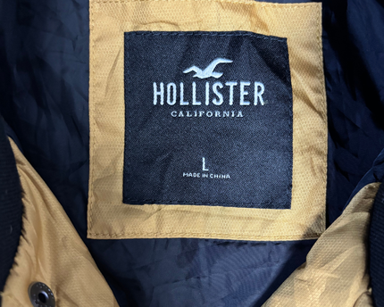 Hollister Yellow Contrast Sleeve Varsity Bomber Jacket