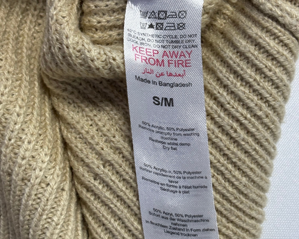 Boohoo Beige Oversized Cropped Ribbed Knit Sweater
