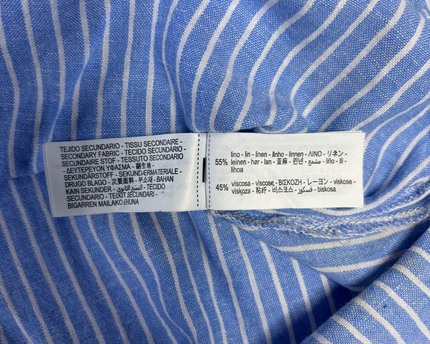 ZARA Blue Striped Contrast Collar Oversized Shirt