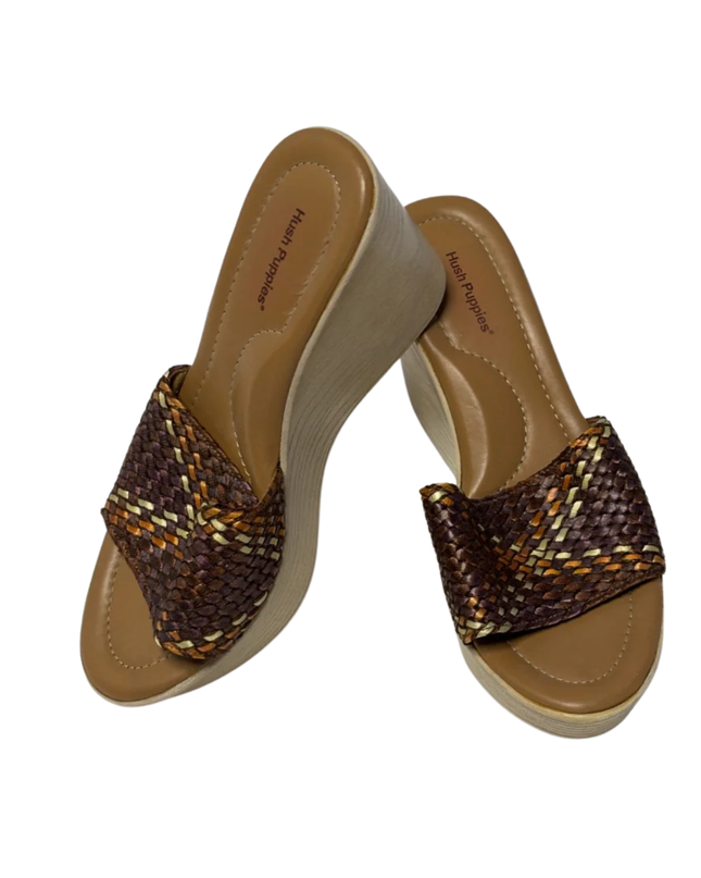 Hush Puppies Brown Woven Wedge Sandals