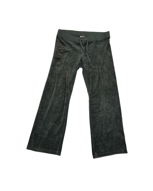 Juicy Couture Gray Velour Glitter Logo Tracksuit Pants - L | Waist: 32"