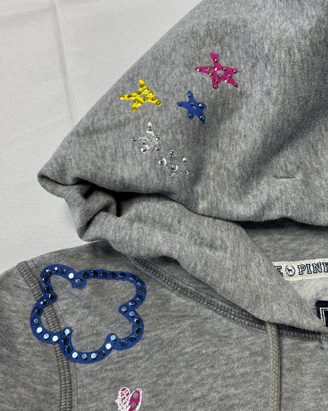 Victoria's Secret PINK Gray Embellished Zip-Up Hoodie