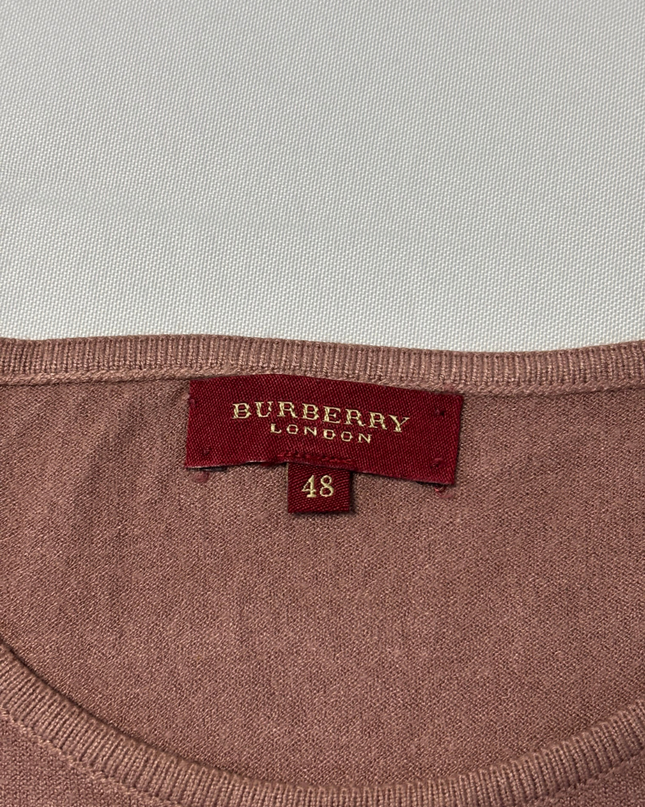 Burberry Dusty Rose Fine Knit Crew Neck Sweater