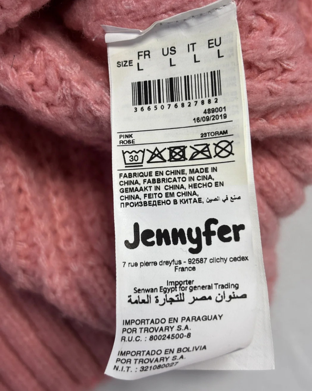 Jennyfer Pink Chunky Cable Knit Oversized Sweater