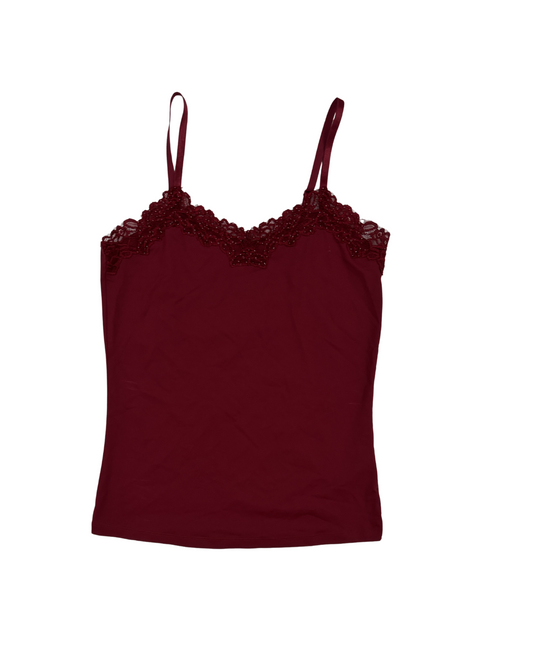 Cleo Burgundy Lace Trim Cami Top  - S