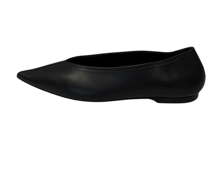 ZARA Black Pointed Toe Leather Flats