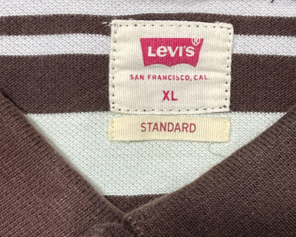 Levi's Brown and Off-White Striped Polo Shirt