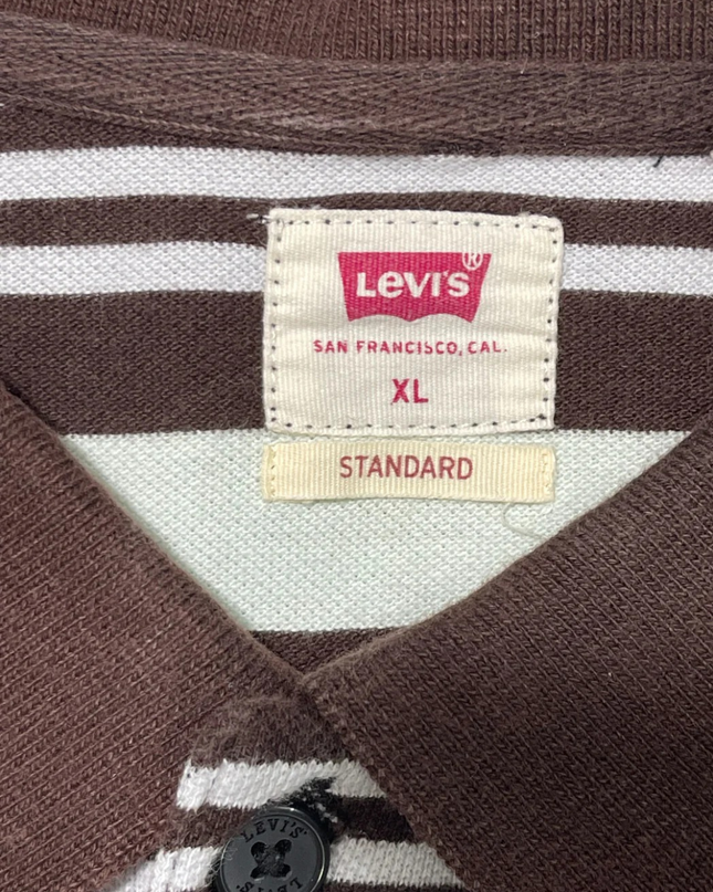Levi's Brown and Off-White Striped Polo Shirt